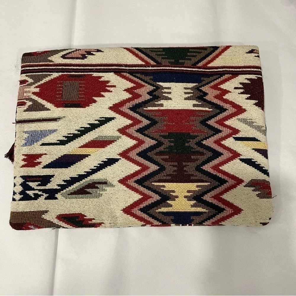 Sole Society Aztec Print Colorful Tassel Clutch Purse Bag